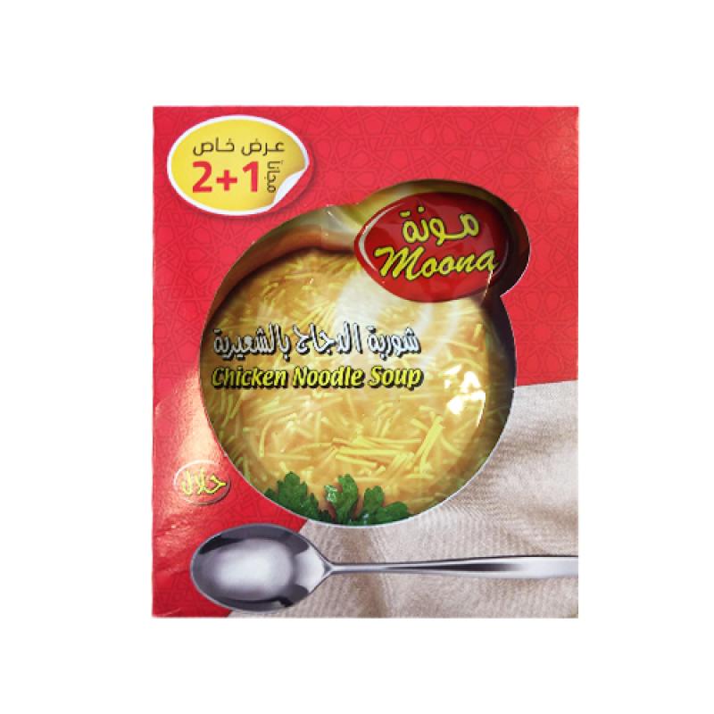 مونة شوربة شعيرية 2+1 مجانا(كرتونة 48 حبة )(سعر الحبة0.9249)